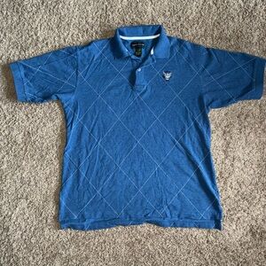 Izod Club Polo Shirt Mens Large Blue Argyle Golf Preppy Cotton